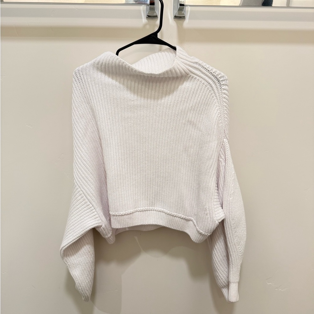 Free People Cropped Off-the-Shoulder White Sweater